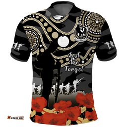 Custom Text And Number Collingwood Football ANZAC 2023 Polo Shirt Aboriginal Mix Poppy Camouflage Amazing Aussie