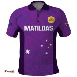 Custom Australia Soccer Polo Shirt Matildas Go Champions - Purple
