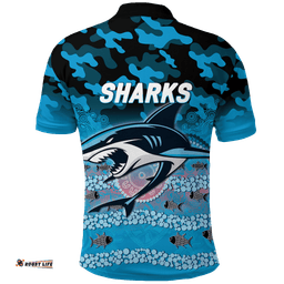Sharks Rugby ANZAC Day Camouflage Indigenous Art Polo Shirt