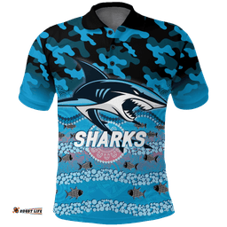 Sharks Rugby ANZAC Day Camouflage Indigenous Art Polo Shirt