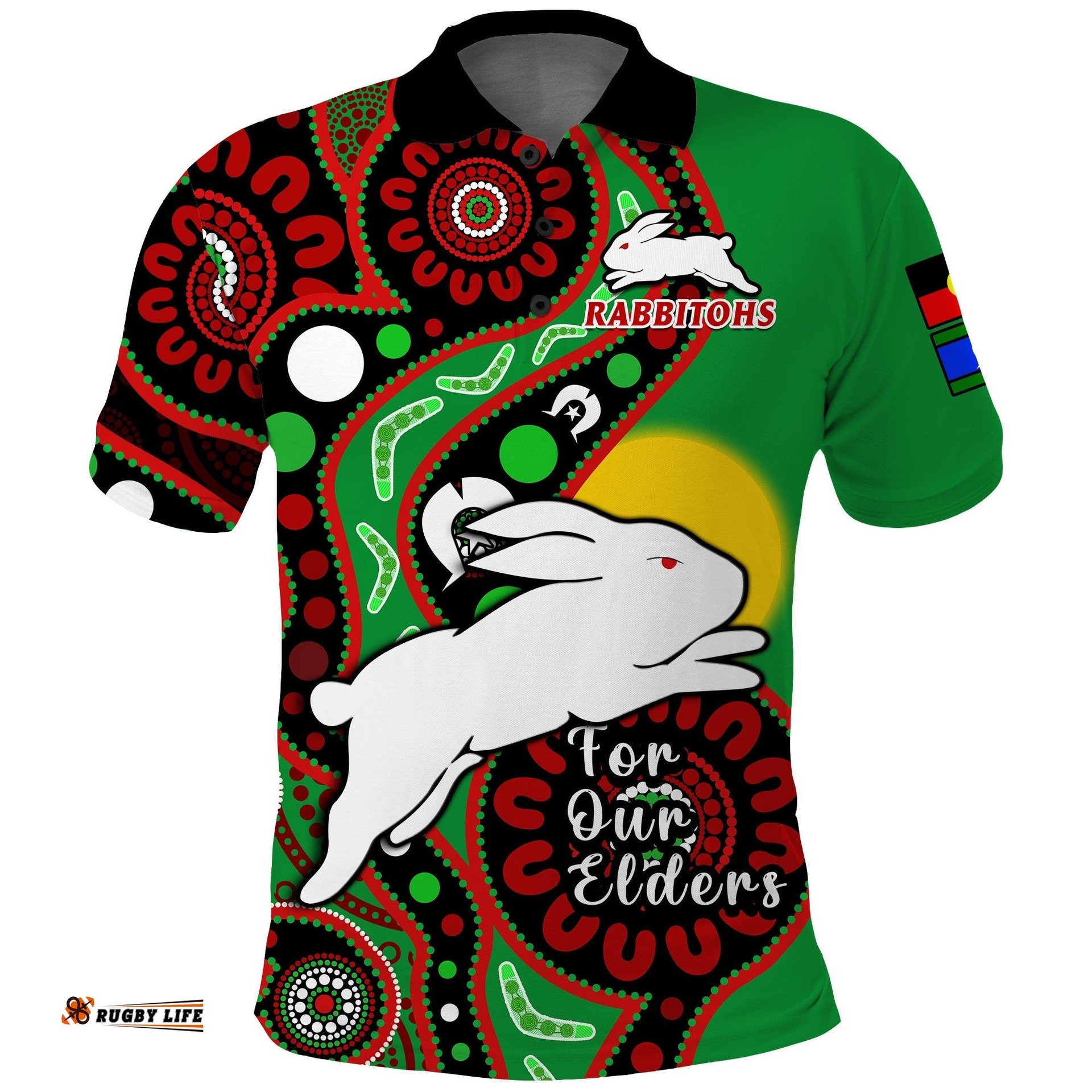 Rabbitohs Rugby NAIDOC 2023 Polo Shirt For Our Elders Aboriginal Amazing Aussie
