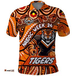 Custom Australia NAIDOC Week 2024 Polo Shirt Wests Tigers Mascot Keep The Fire Burning
