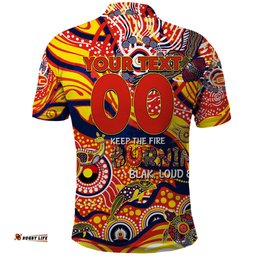 Custom NAIDOC Week 2024 Sunnies Polo Shirt Aboriginal Animals Keep The Fire Burning
