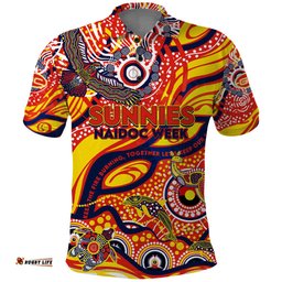 Custom NAIDOC Week 2024 Sunnies Polo Shirt Aboriginal Animals Keep The Fire Burning
