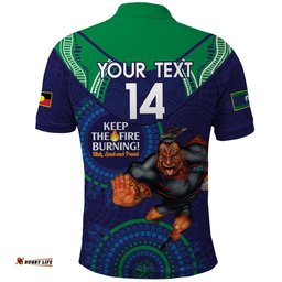 Custom NRL Warriors NAIDOC Week Polo Shirt Keep The Fire Burning Indigenous Art