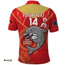 Custom NRL Dolphins NAIDOC Week Polo Shirt Keep The Fire Burning Indigenous Art