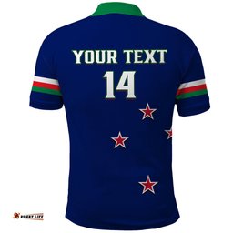 Personalised Warriors Rugby Polo Shirt New Zealand Sporty Blue Style
