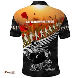 New Zealand ANZAC Rugby Polo Shirt Soldier Fern With Kiwi Bird