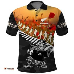 New Zealand ANZAC Rugby Polo Shirt Soldier Fern With Kiwi Bird