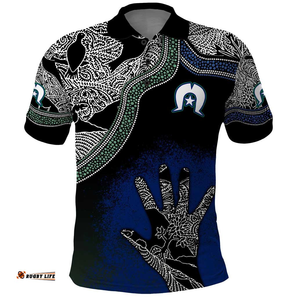 Black And White Aboriginal - Torres Strait Islanders Flag Polo Shirt TS04