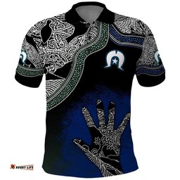 Black And White Aboriginal - Torres Strait Islanders Flag Polo Shirt TS04