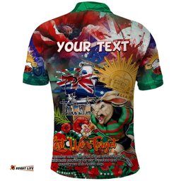Personalised Australia Rugby Rabbitohs ANZAC Polo Shirt South Sydney Scratch Style