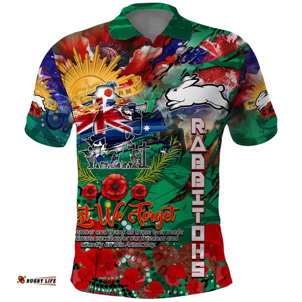 Personalised Australia Rugby Rabbitohs ANZAC Polo Shirt South Sydney Scratch Style