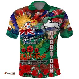 Personalised Australia Rugby Rabbitohs ANZAC Polo Shirt South Sydney Scratch Style