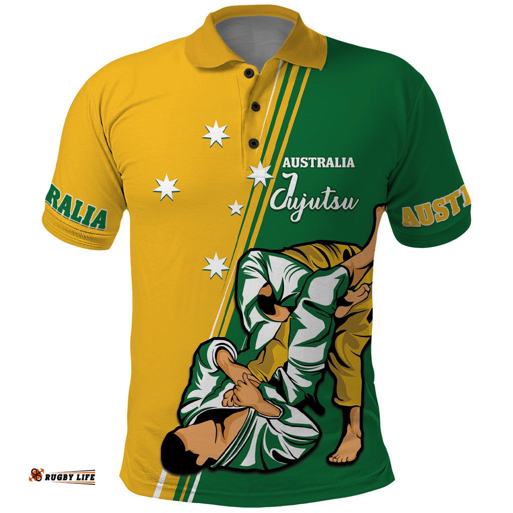 Australia Jujitsu Polo Shirt Tap Out Or Pass Out National Color