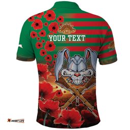 Personalised Rabbitohs Rugby ANZAC Polo Shirt Starry Night and Field of Poppies