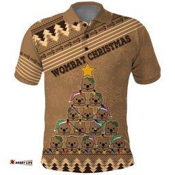 Personalised Wombat Christmas Tree Polo Shirt Australia Merry Xmas Simple Style