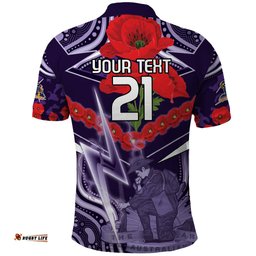 Custom Storm Rugby ANZAC Polo Shirt Melbourne Gallipoli Soldier With Aboriginal Art