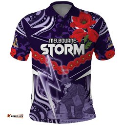 Custom Storm Rugby ANZAC Polo Shirt Melbourne Gallipoli Soldier With Aboriginal Art
