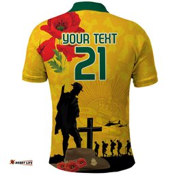 Australia Socceroos Soccer ANZAC Custom Polo Shirt Gallipoli Soldier With Camouflage Art