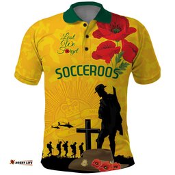 Australia Socceroos Soccer ANZAC Custom Polo Shirt Gallipoli Soldier With Camouflage Art