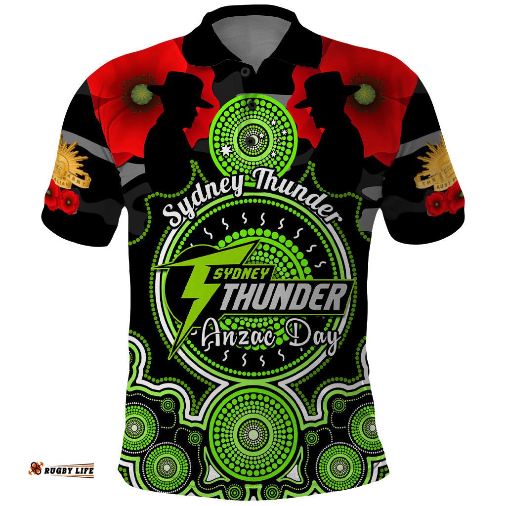Sydney Thunder ANZAC 2024 Polo Shirt Lest We Forget Poppy Mix Camouflage