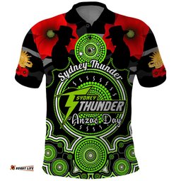 Sydney Thunder ANZAC 2024 Polo Shirt Lest We Forget Poppy Mix Camouflage
