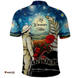Kei Wareware Tatou New Zealand ANZAC Day Polo Shirt Starry Night Inspo Style