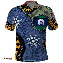 Torres Strait Islands Mix Aboriginal Pattern Polo Shirt TS04