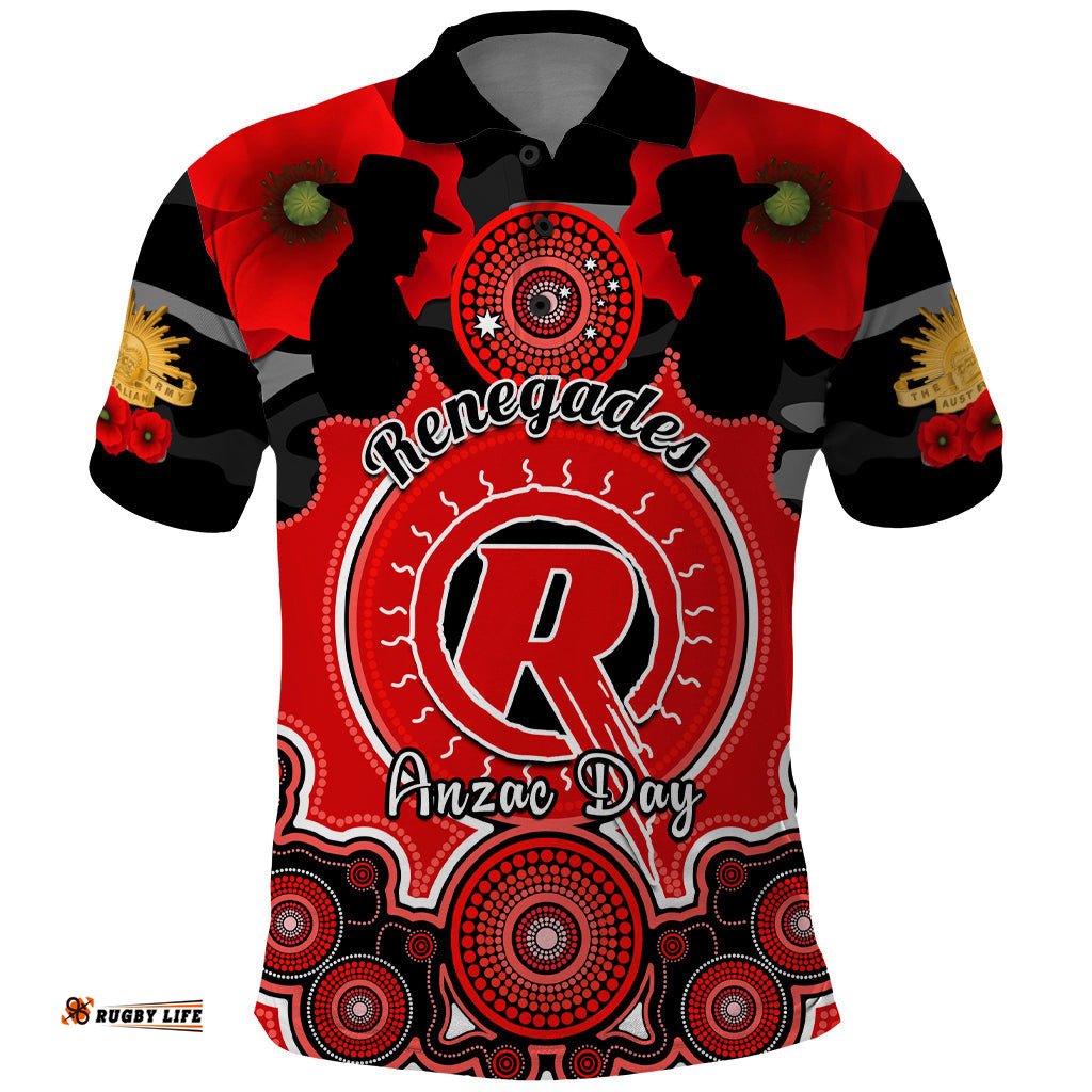 Melbourne Renegades ANZAC 2024 Polo Shirt Lest We Forget Poppy Mix Camouflage