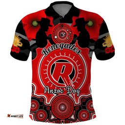 Melbourne Renegades ANZAC 2024 Polo Shirt Lest We Forget Poppy Mix Camouflage