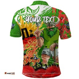 Personalised Mascot Raiders ANZAC Polo Shirt Lest We Forget