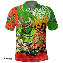 Personalised Mascot Raiders ANZAC Polo Shirt Lest We Forget