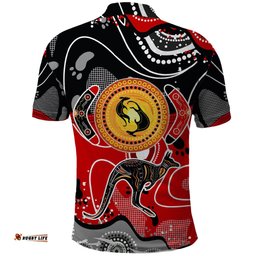 Aboriginal Flag Style Dot Art And Abstract Kangaroo Polo Shirt TS04