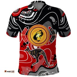 Aboriginal Flag Style Dot Art And Abstract Kangaroo Polo Shirt TS04