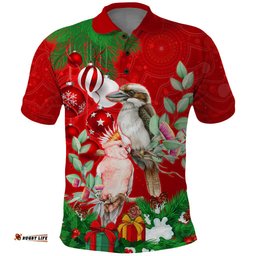 Personalised Kookaburra Lover Polo Shirt Australia Merry Christmas Aboriginal Red Style