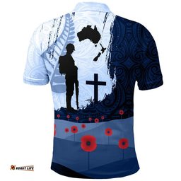 Anzac Day Polo Shirt New Zealand Australia Lest We Forget Golf Shirt - Navy Color