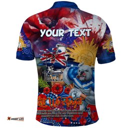 Personalised Australia Rugby Bulldogs ANZAC Polo Shirt Canterbury-Bankstown Scratch Style