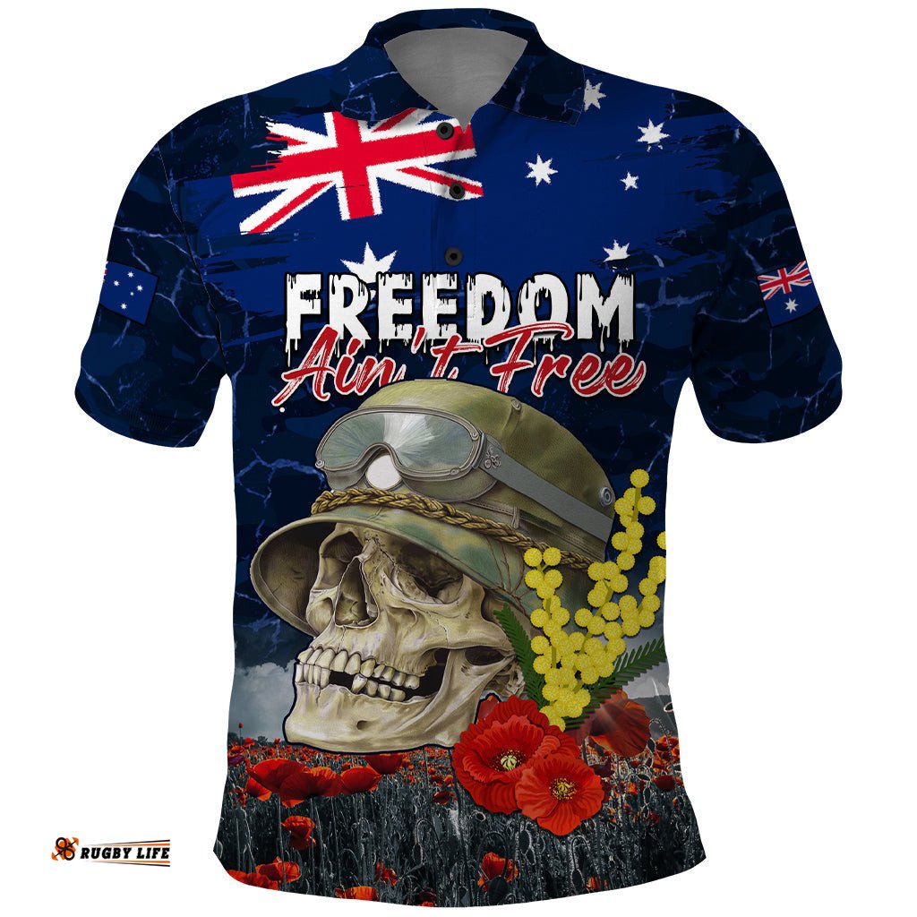 Australia ANZAC Day Polo Shirt Freedom Ain't Free