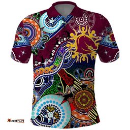 Personalised Broncos NAIDOC Week 2024 Polo Shirt Australia Aboriginal Dot Painting