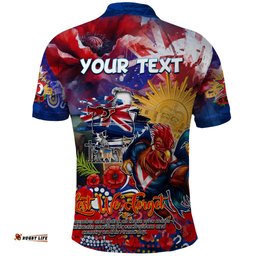 Personalised Australia Rugby Roosters ANZAC Polo Shirt Sydney Scratch Style