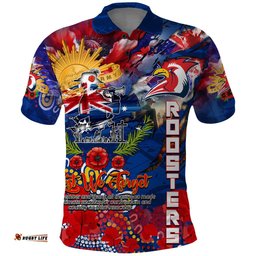 Personalised Australia Rugby Roosters ANZAC Polo Shirt Sydney Scratch Style
