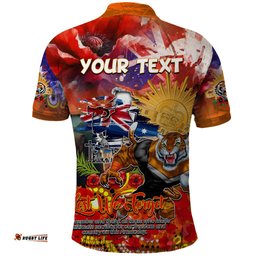 Personalised Australia Rugby Tigers ANZAC Polo Shirt Wests Scratch Style