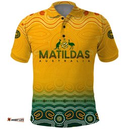 Personalised Australia Matildas Polo Shirt Tillies Aboriginal Simple Yellow