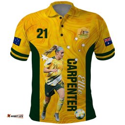 Australia Soccer Polo Shirt Ellie Carpenter Matildas Gold Version