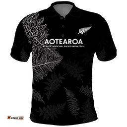 New Zealand Haka Rugby Polo Shirt 2024 Pacific Go Black Silver Fern