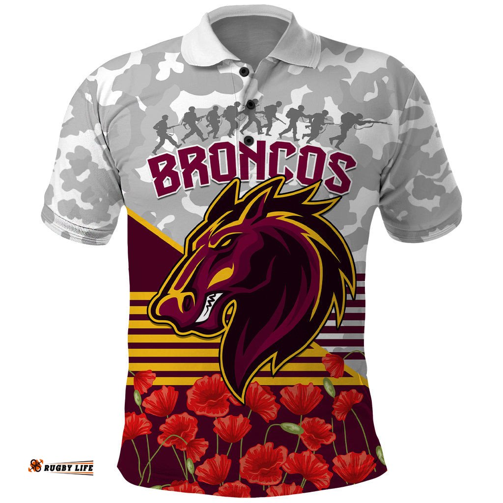 Broncos Rugby ANZAC Day 2024 Polo Shirt Camouflage Style
