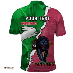 Personalised Panthers And Rabbitohs Rugby Polo Shirt 2024 Souths The Riff Together