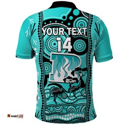 Custom Brisbane Heat Cricket Polo Shirt Happy Australia Day Aboriginal Art