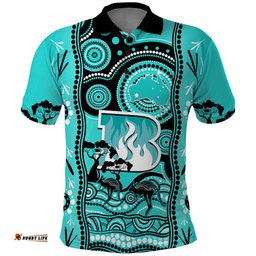 Custom Brisbane Heat Cricket Polo Shirt Happy Australia Day Aboriginal Art
